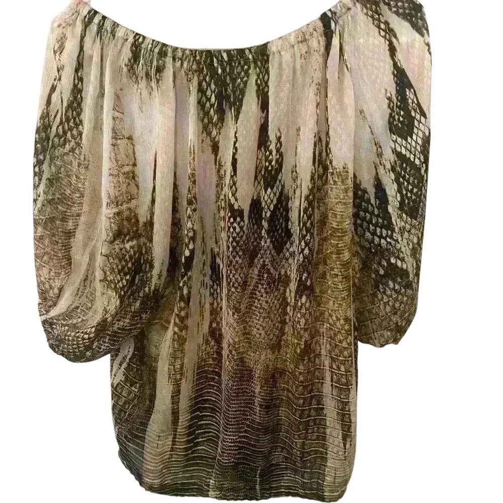 New York & Company Snake Skin Print 3/4 Sleeve Blouse Size Small‎ - Picture 2 of 4